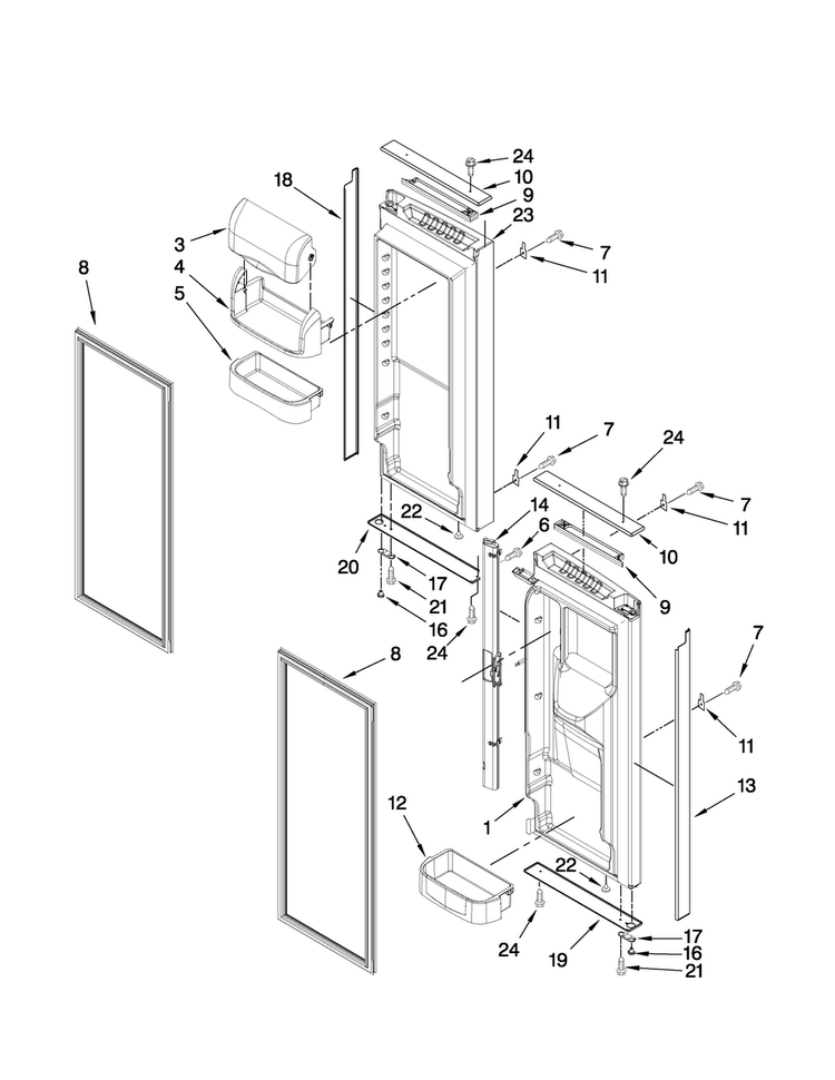 Refrigerator Door Parts Diagram and Parts List for JFC2089HTB4  Jenn-Air Refrigerator