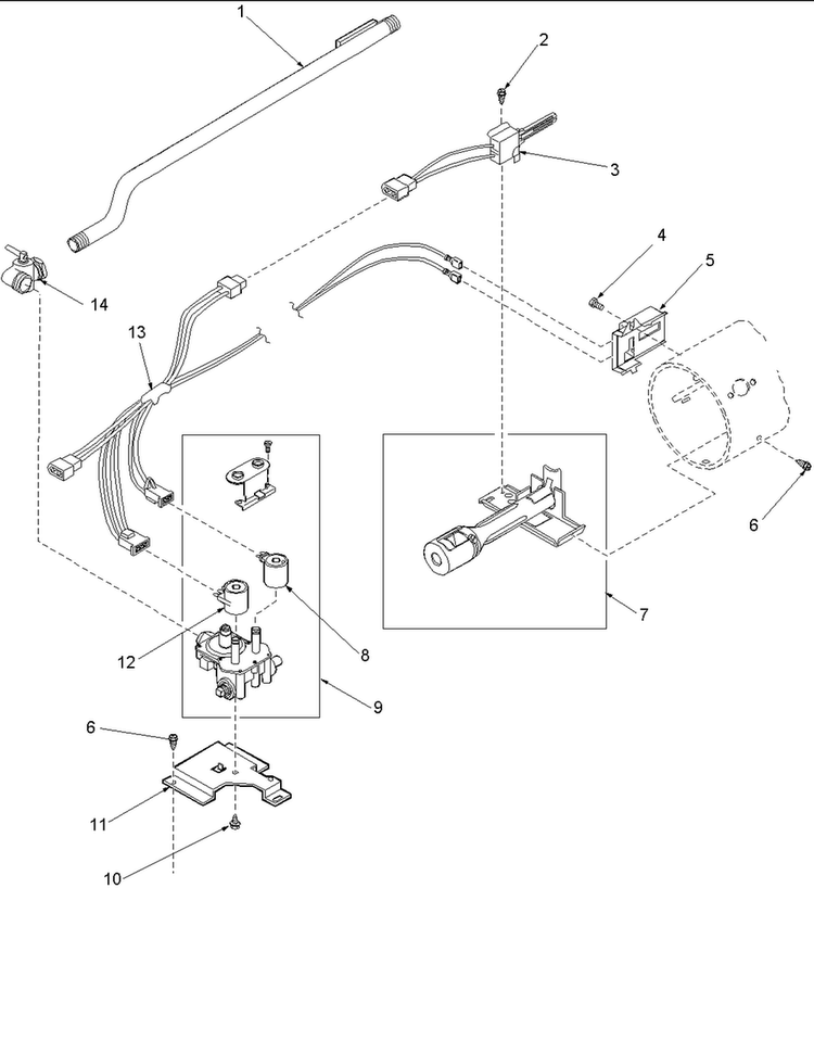 Gas Valve, Igniter & Gas Conversion Kits Diagram and Parts List for LGD32A -PLGD32AW Amana Dryer