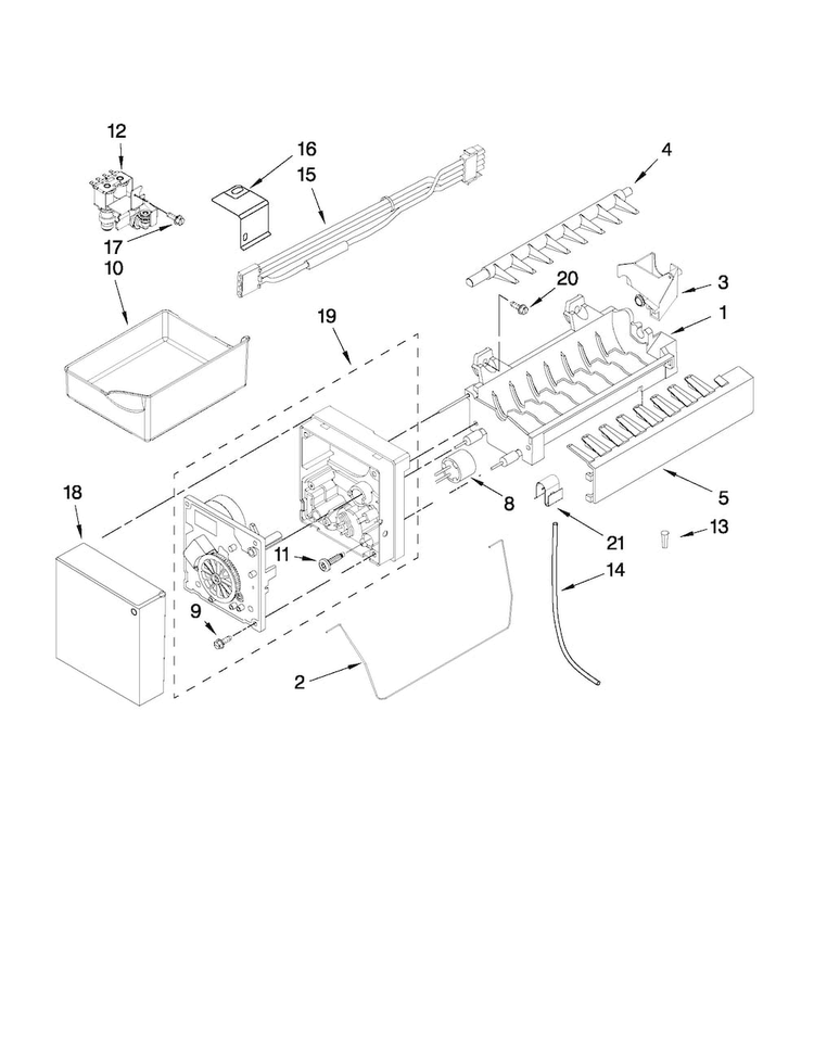 Icemaker Parts Diagram and Parts List for JFC2089WEP9  Jenn-Air Refrigerator