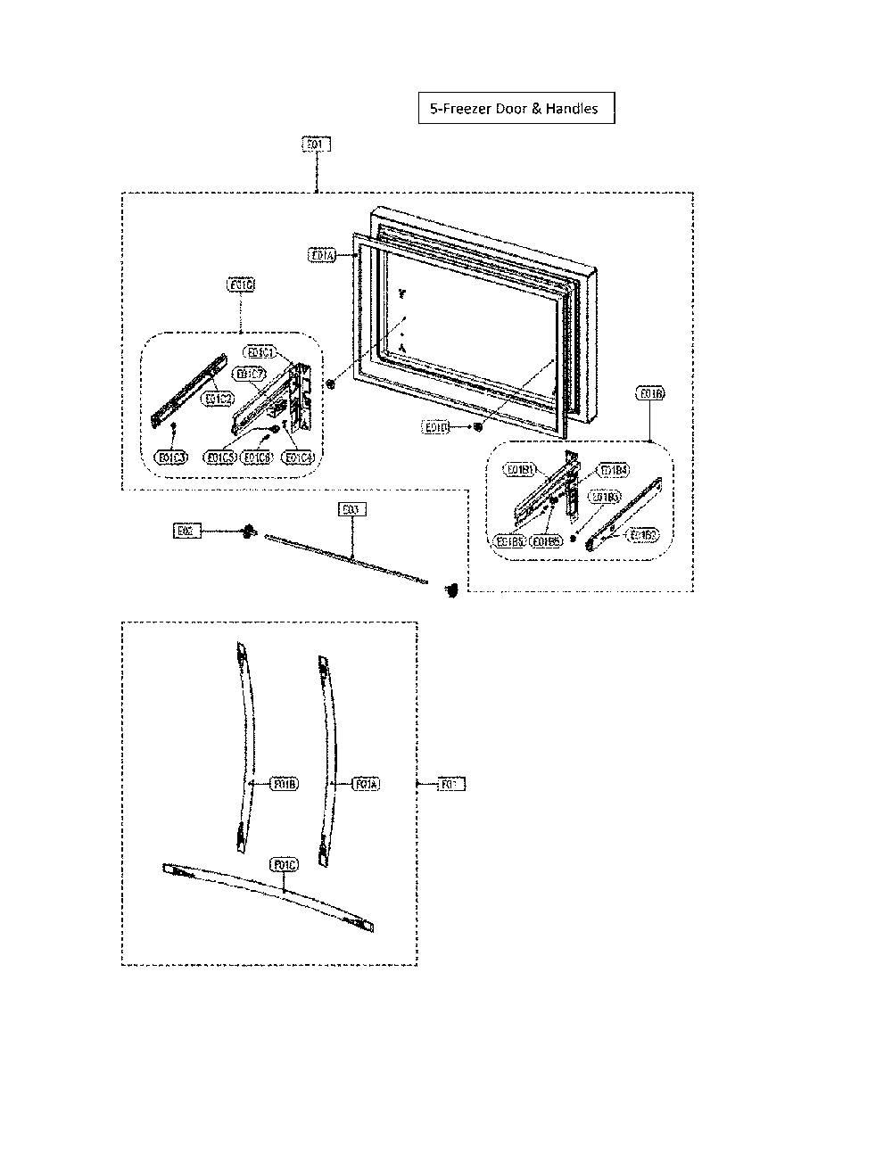 Freezer Door And Handles Diagram and Parts List for 11175507020  Kenmore Refrigerator