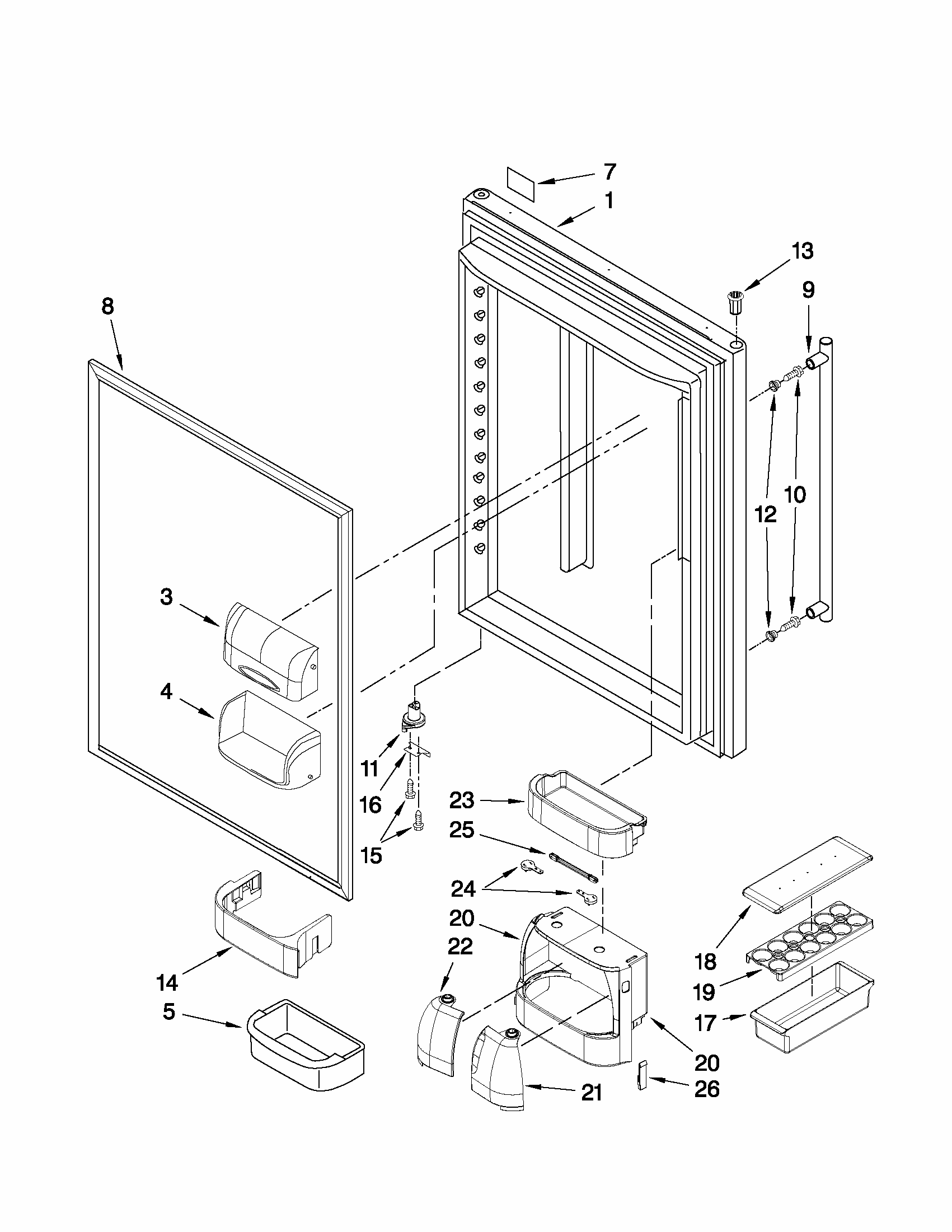 Refrigerator Door Parts Diagram and Parts List for GB2026LEKS8  Amana Refrigerator