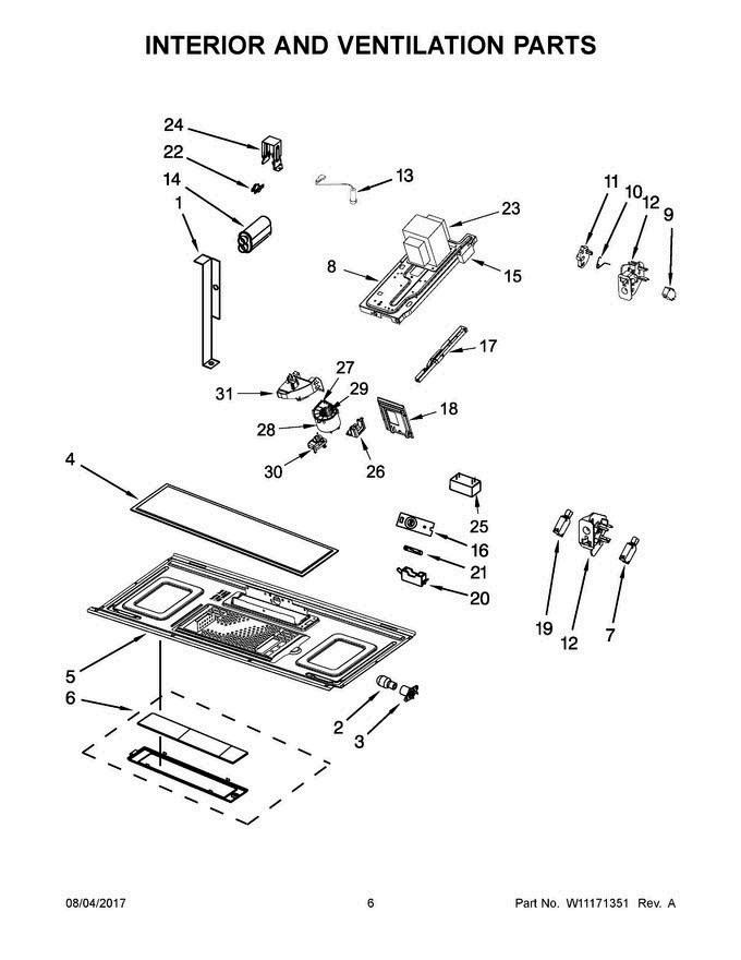 04 - Interior And Ventilation Parts Diagram and Parts List for MMV5219DE3  Maytag Microwave Oven Combo