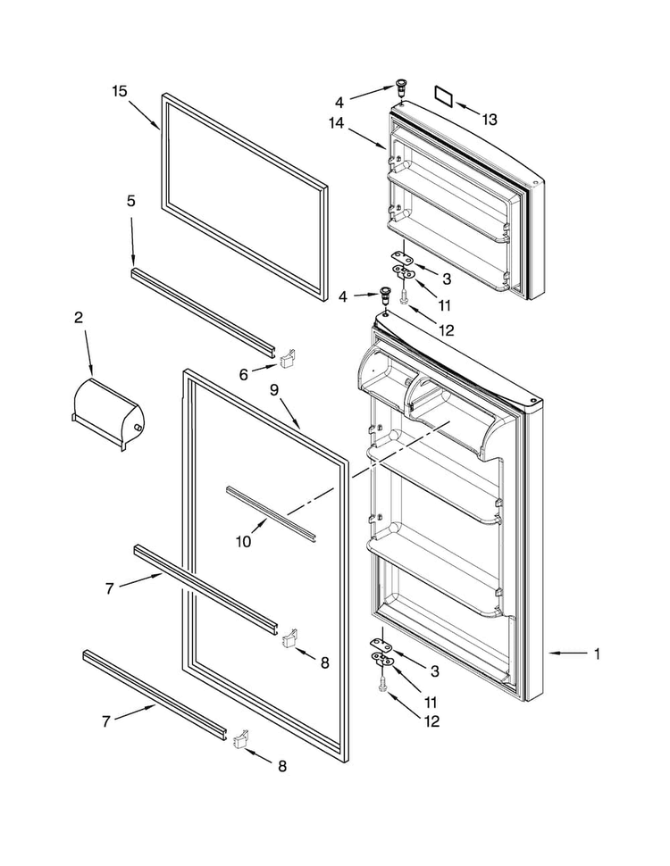 Door Parts Diagram and Parts List for A8RXNGFBS02  Amana Refrigerator