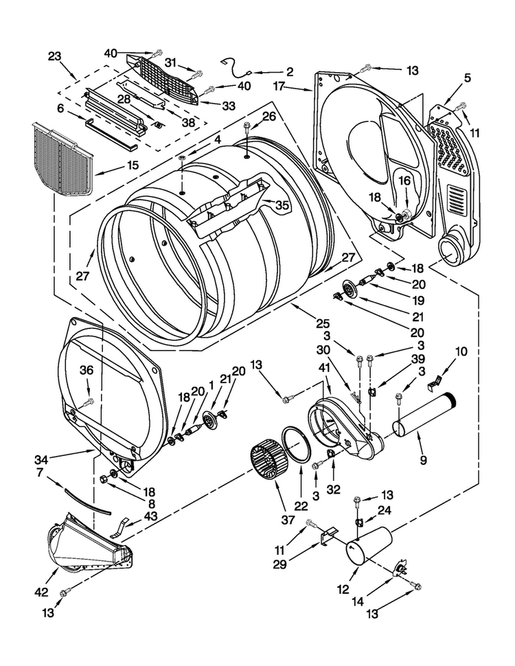 Bulkhead Parts Diagram and Parts List for MDG17MNBGW1  Maytag Dryer