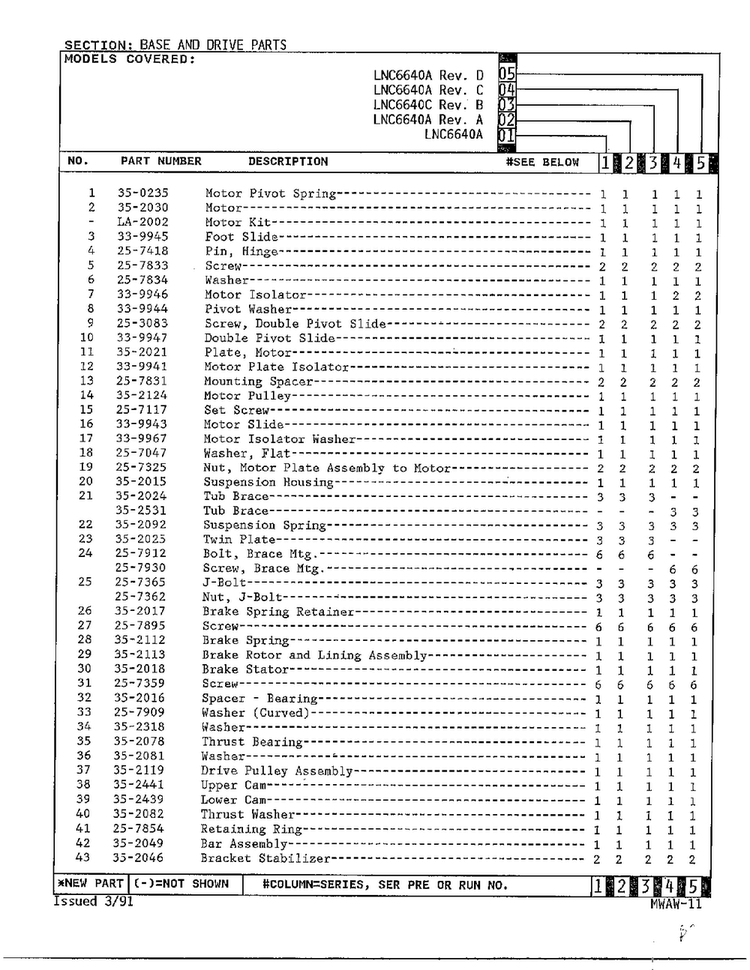 Base And Drive Parts Page 2 Diagram and Parts List for 6640A  Norge Washer