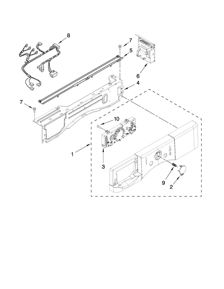 Control Panel Parts Diagram and Parts List for NFW7300WW01  Amana Washer
