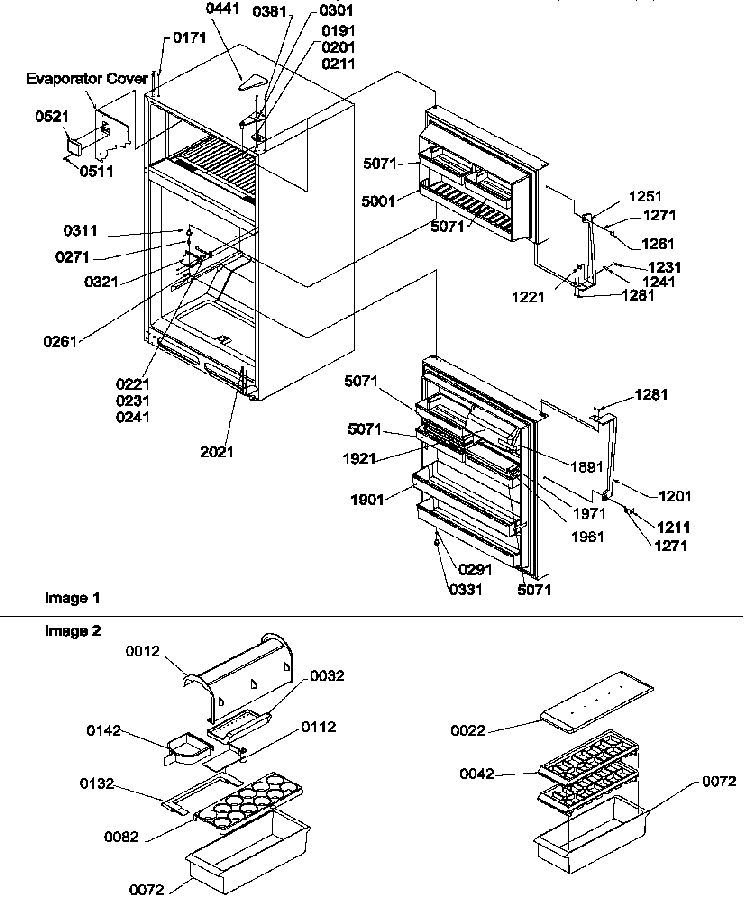 Door, Hinges And Accessories Diagram and Parts List for TSI25TE-P1308101WE  Amana Refrigerator