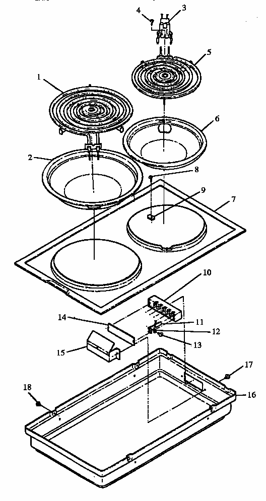 Cooktop Diagram and Parts List for CC1W-P1155202  Amana Range