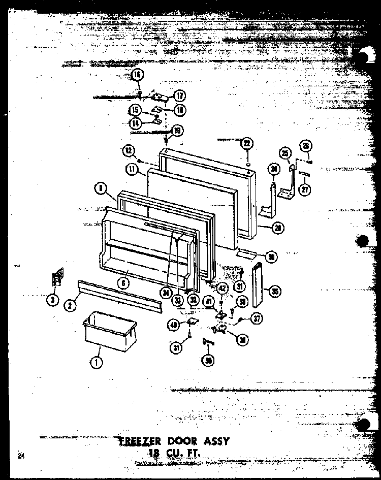 Freezer Door Assy 18 Cu. Ft. Diagram and Parts List for T16W-P60303-53W  Amana Refrigerator