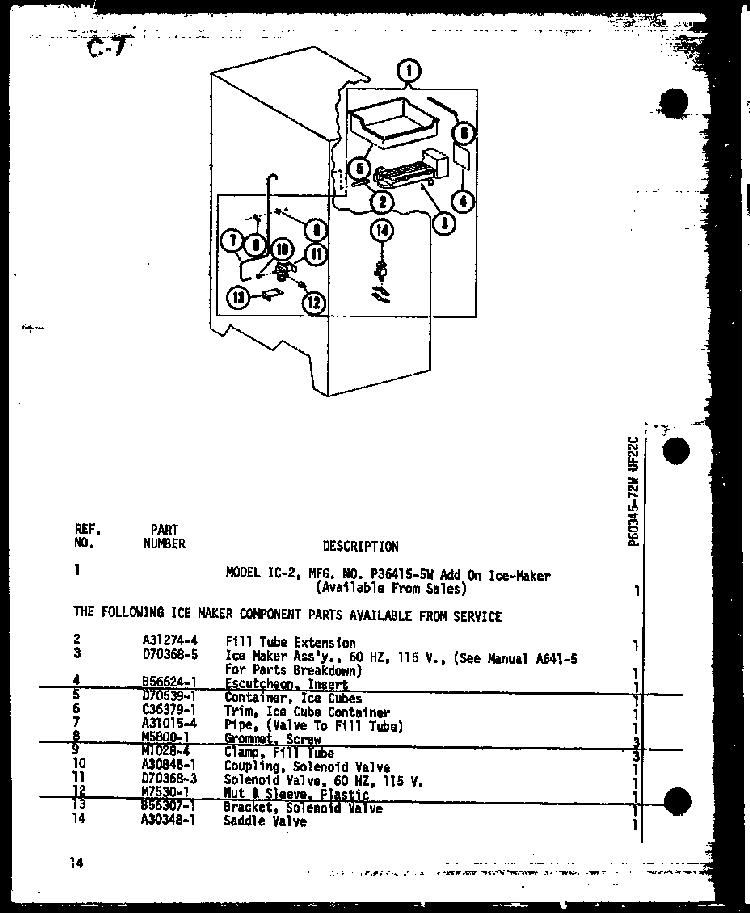 Section 5 Diagram and Parts List for UF22C P60345-72W Amana Freezer