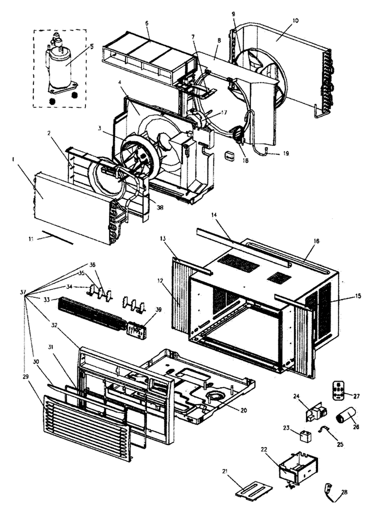 Cabinet Parts Diagram and Parts List for ACD105R  Amana Air Conditioner