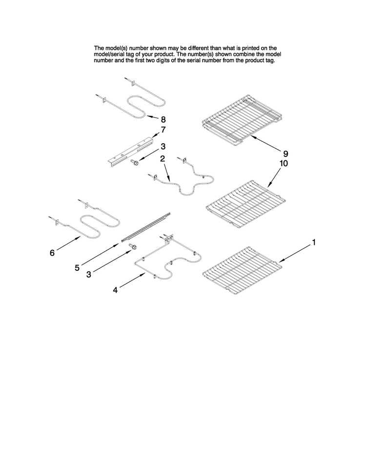 Rack And Element Parts Diagram and Parts List for MER6875BAF17  Maytag Range
