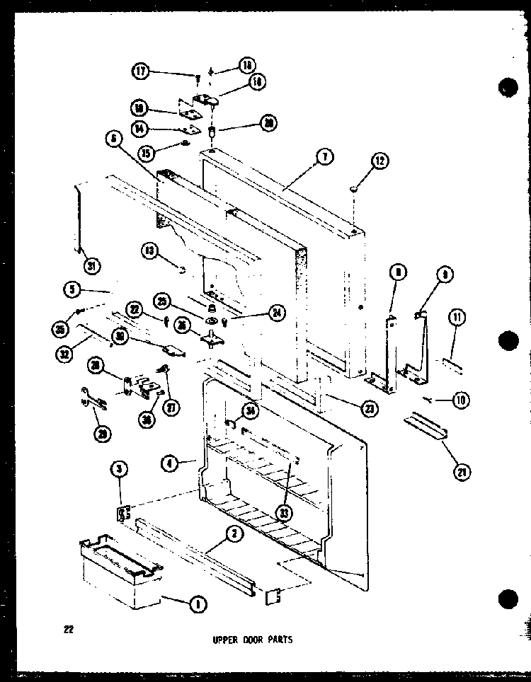 Upper Door Parts Diagram and Parts List for TC18C-C-P73500-16WC  Amana Refrigerator