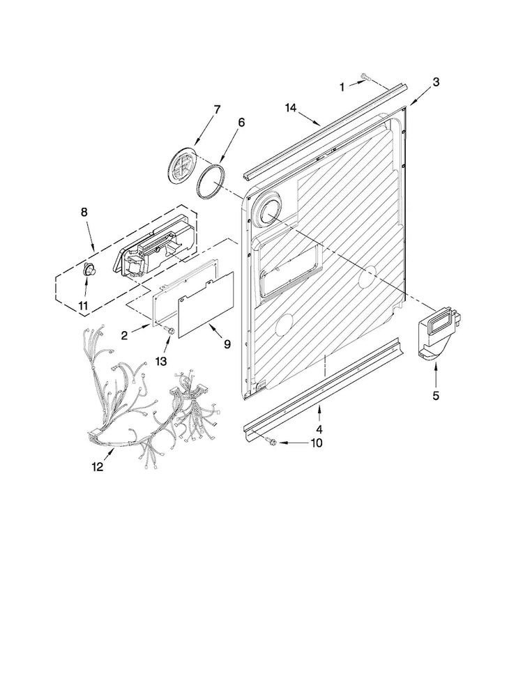 Inner Door Parts Diagram and Parts List for MDB7759AWB2  Maytag Dishwasher
