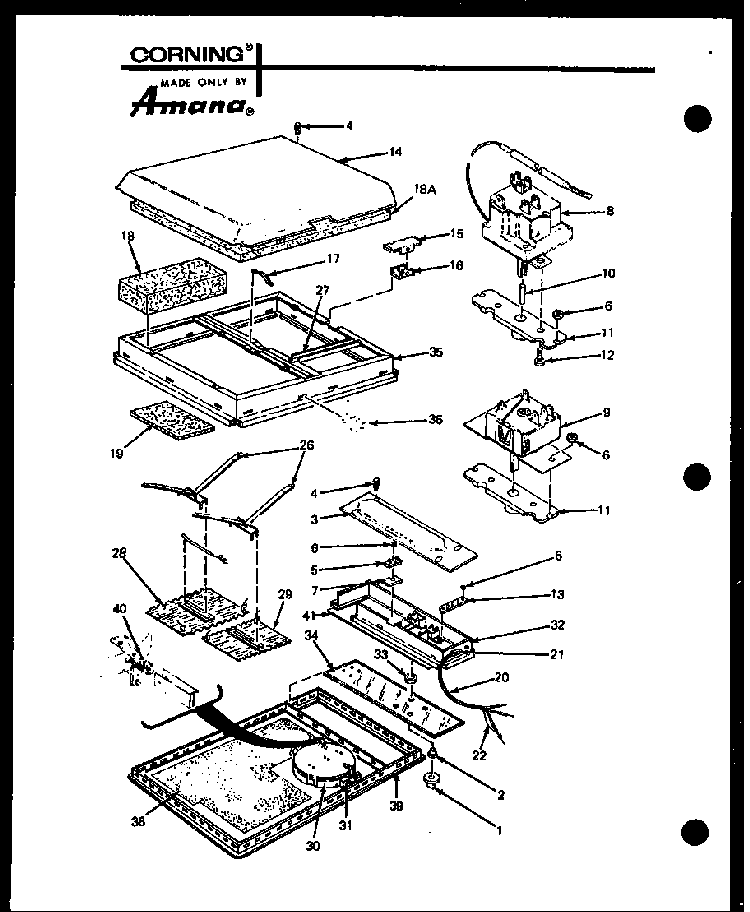 Section 4 Diagram and Parts List for AKC-4-P85002-4S  Amana Cooktop