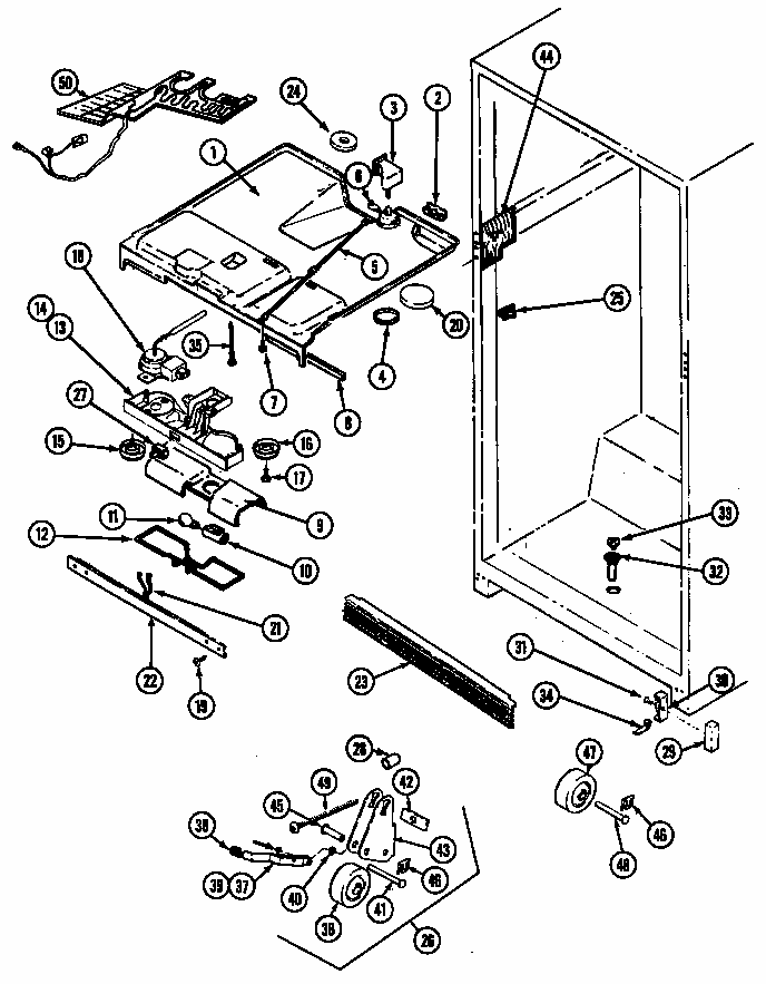 Fresh Food Compartment (rtc1500cae/dh01a) (rtc1500cal/dh02a) (rtc1500cge/df17a) Diagram and Parts List for RTC1500CAL DH01A Maytag Refrigerator
