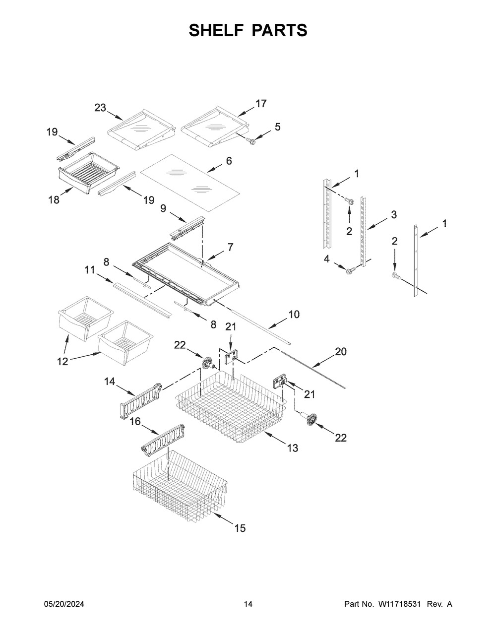 Shelf Parts Diagram and Parts List for ABB1924BRB05  Amana Refrigerator