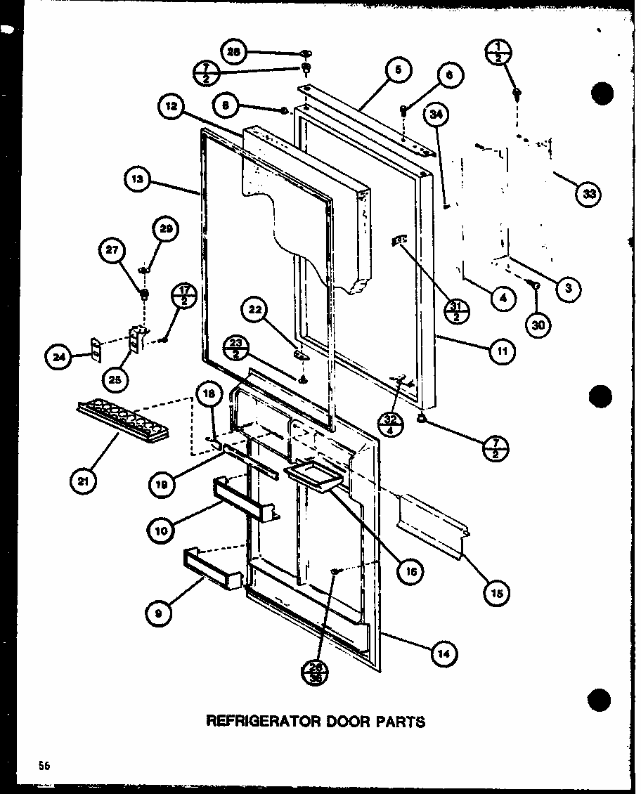 Refrigerator Door Parts (tc22j/p7739013w) (trg22j/p7739014w) Diagram and Parts List for TM20J-P7739008W  Amana Refrigerator