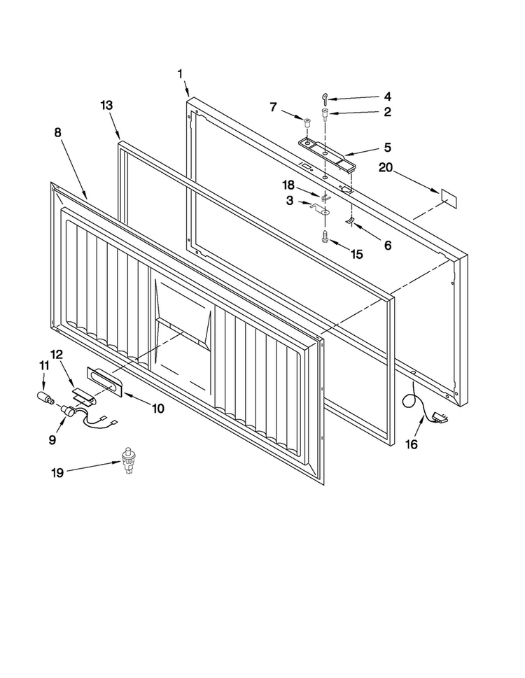 Door Parts Diagram and Parts List for AQC2213TEW04  Amana Freezer