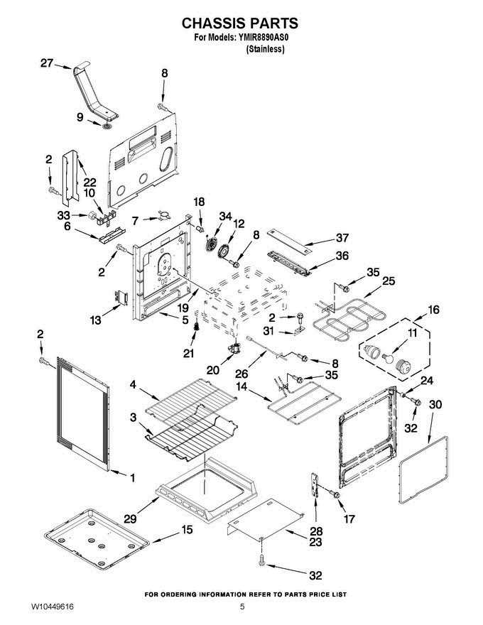 04 - Chassis Parts Diagram and Parts List for YMIR8890AS0  Maytag Range