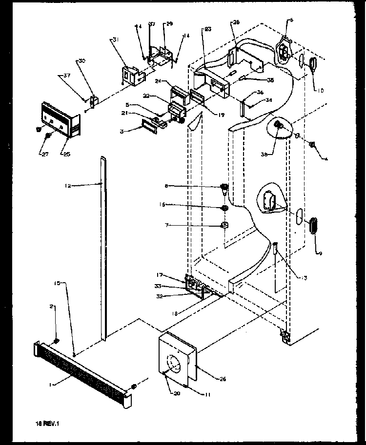 Refrigerator/freezer Controls And Cabinet Parts Diagram and Parts List for 2599CIWEL-P1170601WL  Amana Refrigerator