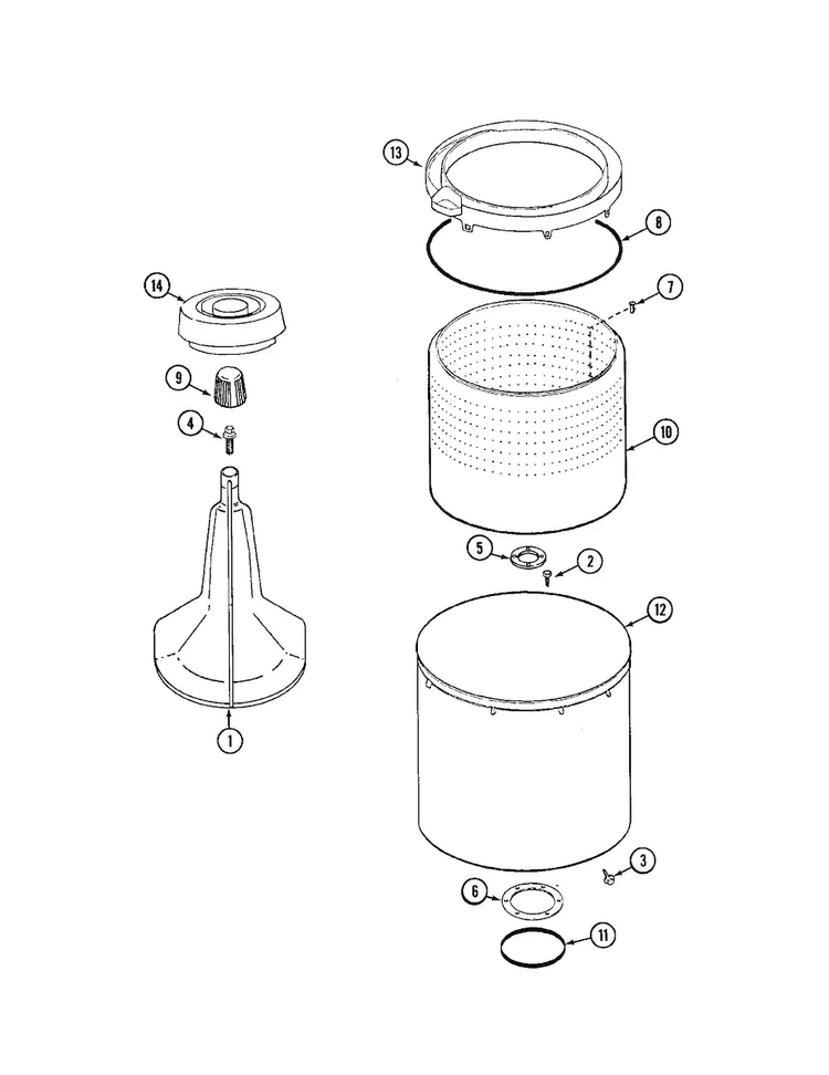 Tub Diagram and Parts List for LNC6743A71  Admiral Washer