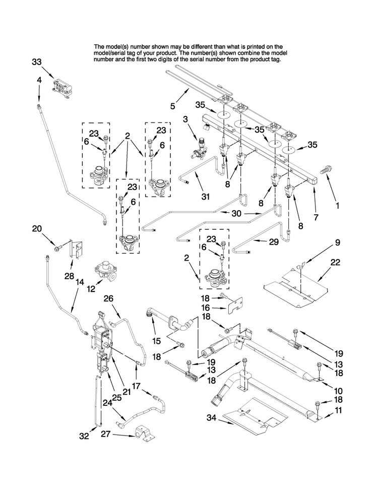 Manifold Parts Diagram and Parts List for JGR8890ADP21  Jenn-Air Range