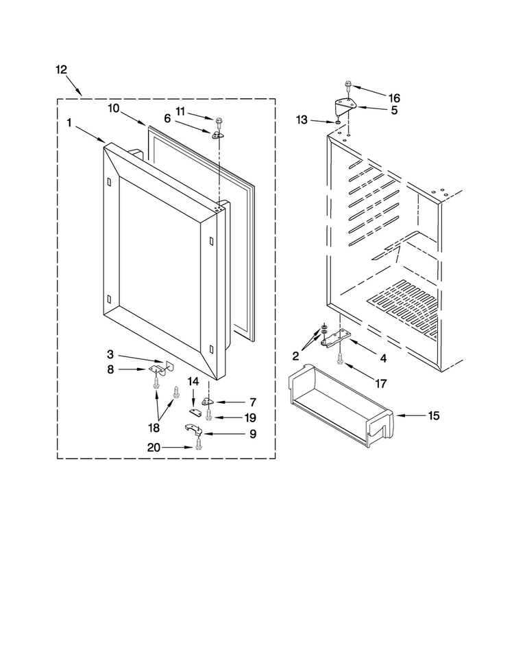 Door Parts Diagram and Parts List for JUR248LBCX01  Jenn-Air Refrigerator