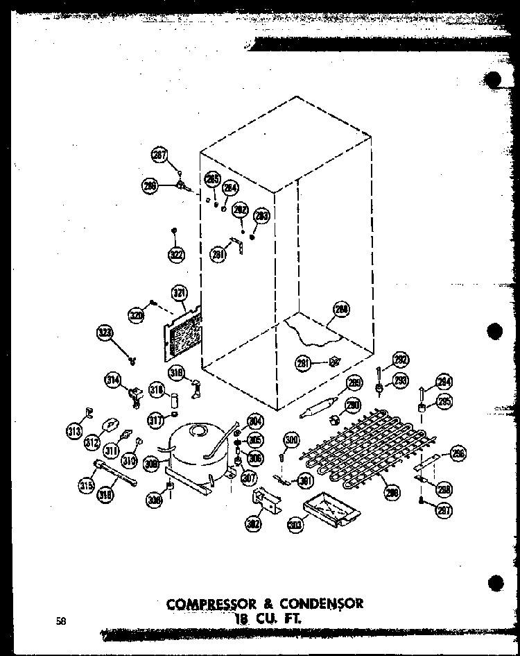 Compressor & Condensor 18 Cu Diagram and Parts List for T16N-C-P60236-42WC  Amana Refrigerator