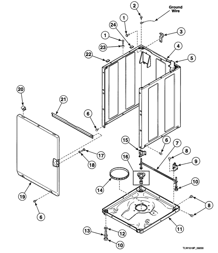 Cabinet Assy Diagram and Parts List for SWT020LN  Speed Queen Washer