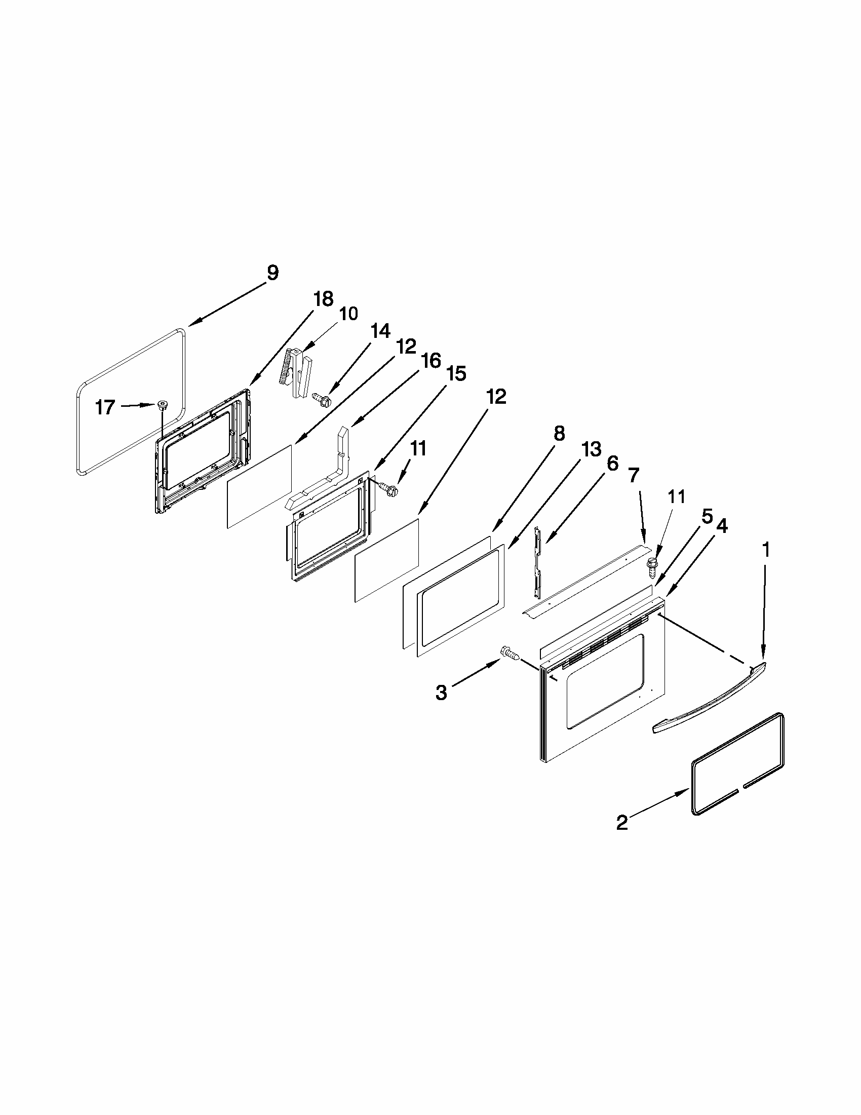 Lower Door Parts Diagram and Parts List for MER6741BAS17  Maytag Range