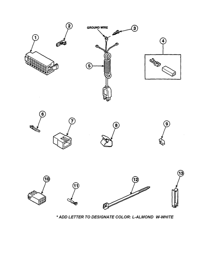Power Cord/terminals Diagram and Parts List for LW2001W2-PLW2001W2A  Amana Washer