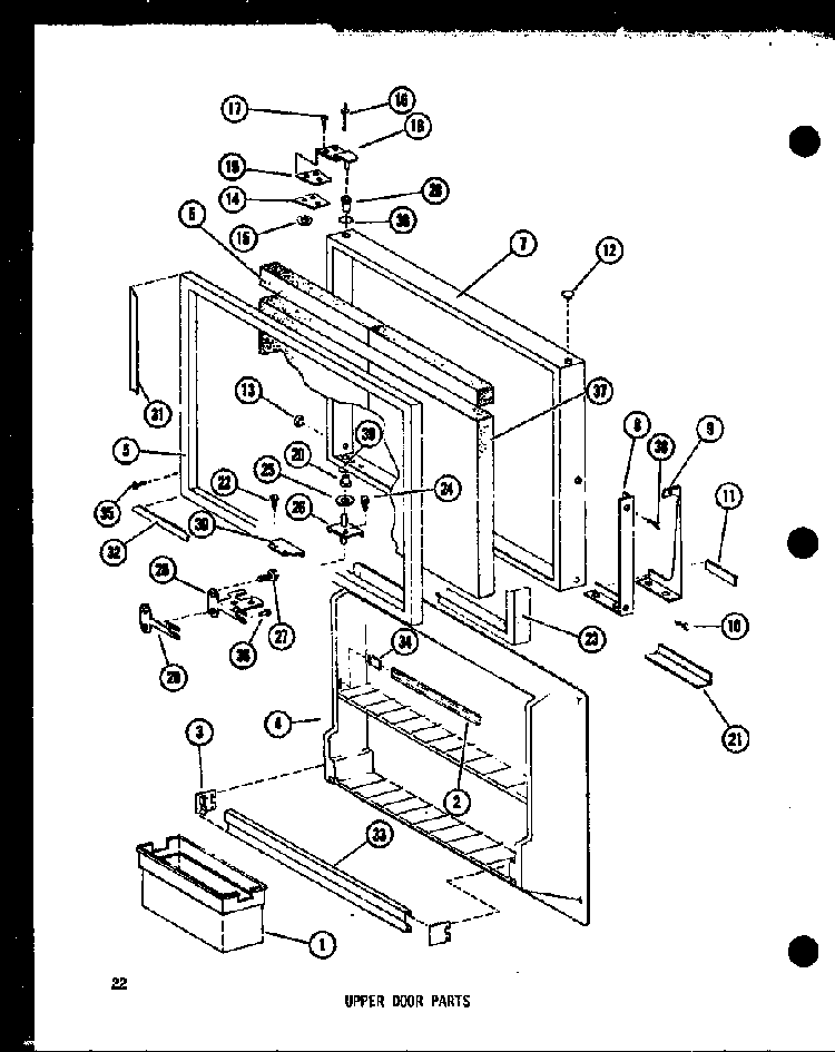 Upper Door Parts Diagram and Parts List for TC18D-P73500-25W  Amana Refrigerator