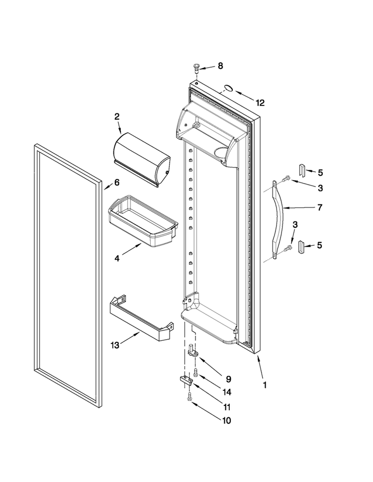 Refrigerator Door Parts Diagram and Parts List for CS22CFXTS05  Crosley Refrigerator