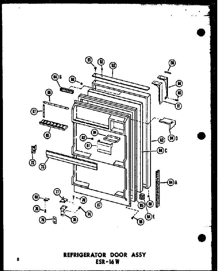Section 1 Diagram and Parts List for ESRF-16W-AG-P60303-52WG  Amana Refrigerator