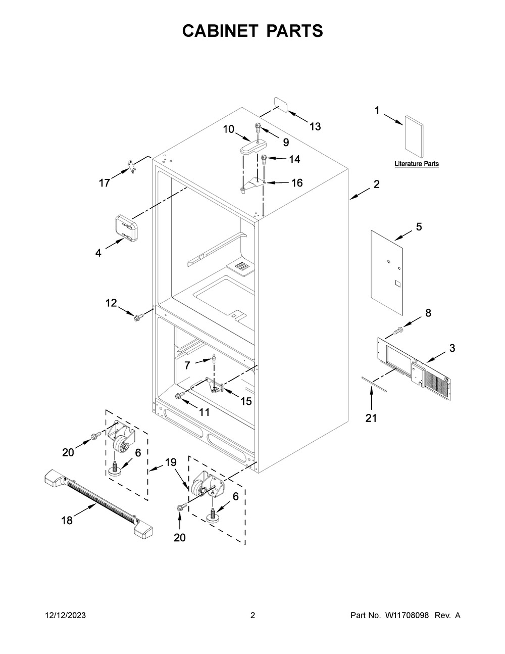 Cabinet Parts Diagram and Parts List for MBL1957FEZ09  Maytag Refrigerator