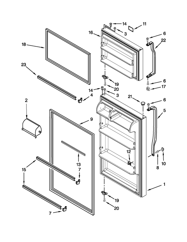 Door Parts Diagram and Parts List for A8TXNGFBW00  Amana Refrigerator