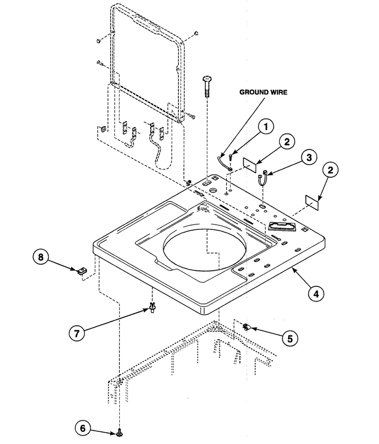 Cabinet Top Diagram and Parts List for SWT021LA  Speed Queen Washer