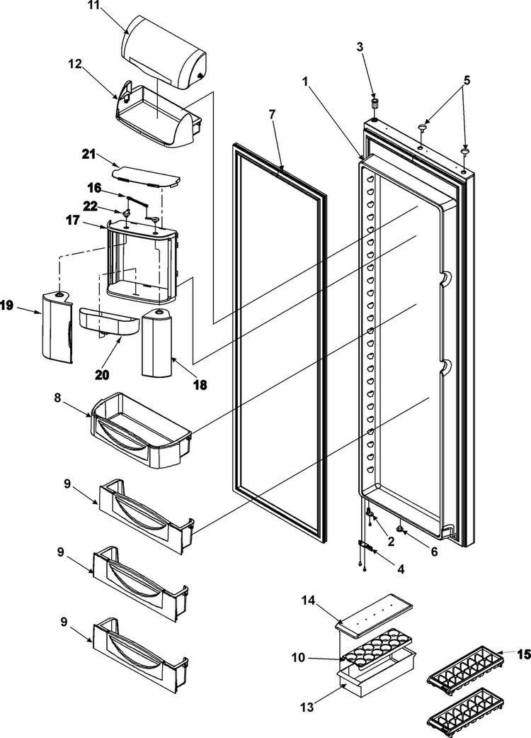 Refrigerator Door Diagram and Parts List for AC2224PEKB0  Amana Refrigerator