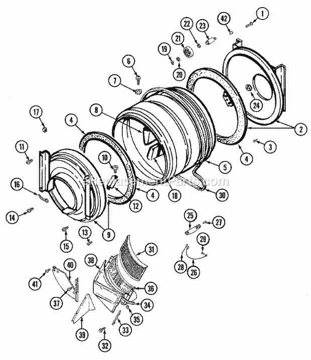 TUMBLER Diagram and Parts List for LSE7806ACE  Maytag Washer Dryer Combo