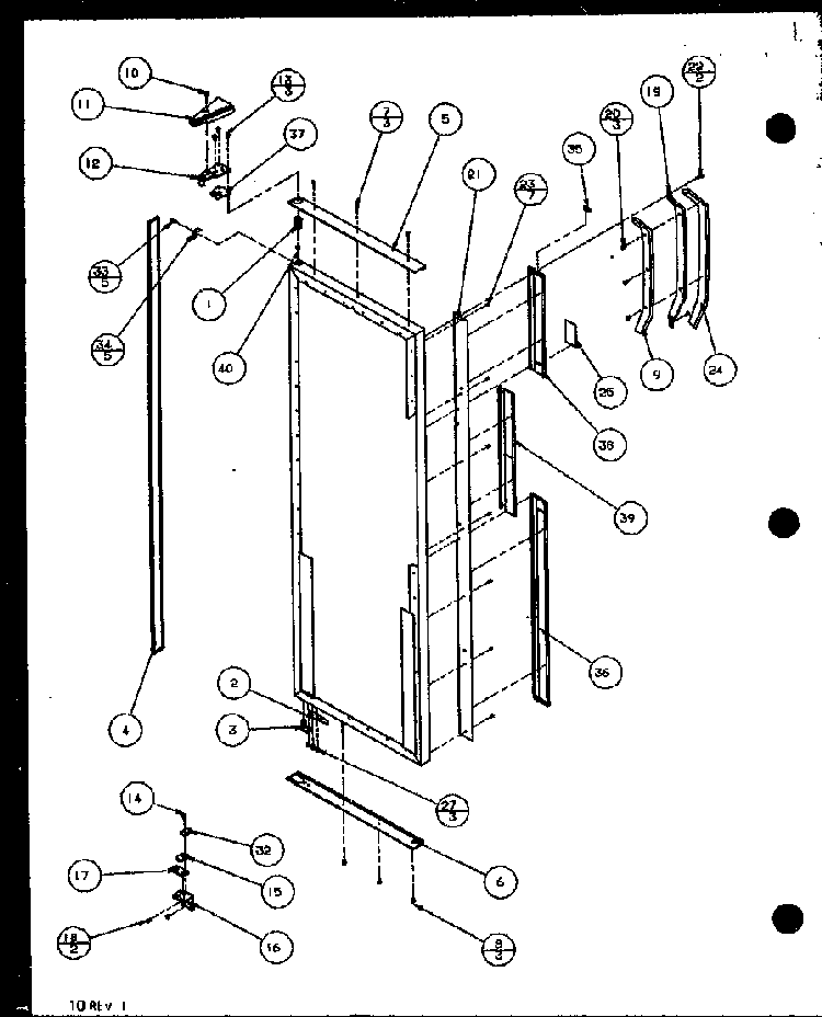 Refrigerator Door Hinge And Trim Parts Diagram and Parts List for SZD20MPL-P1120204WL  Amana Refrigerator