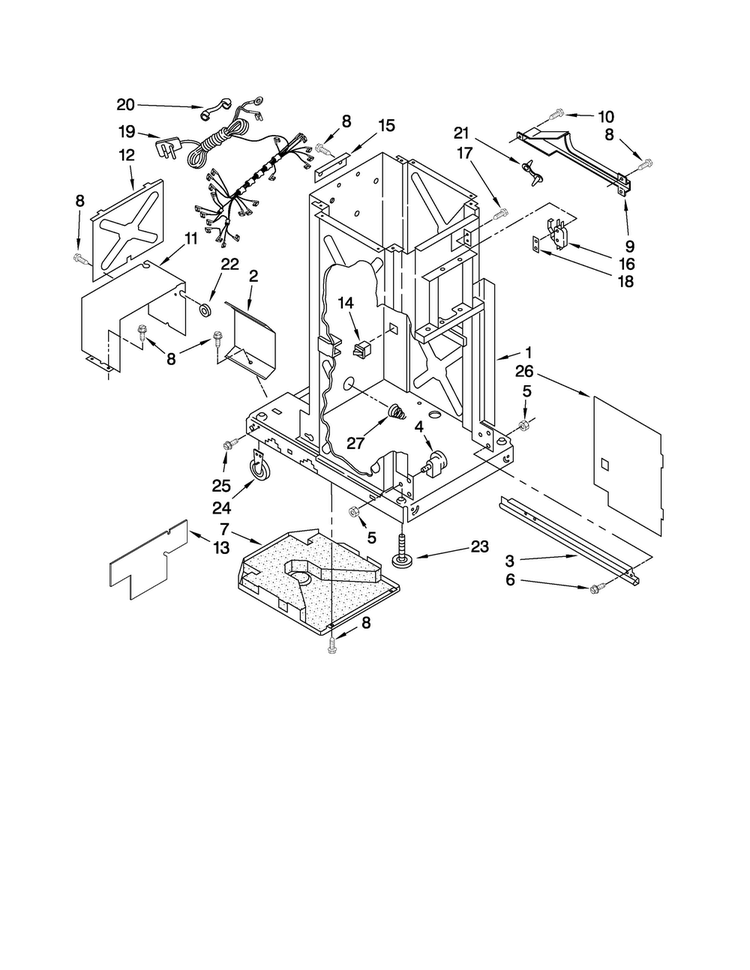 Frame Parts Diagram and Parts List for TC707S1  Jenn-Air Trash Compactor