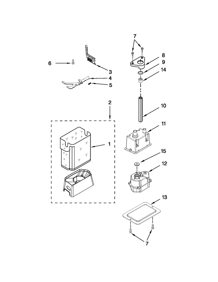 Motor And Ice Container Parts Diagram and Parts List for JS42SEDUDW12  Jenn-Air Refrigerator
