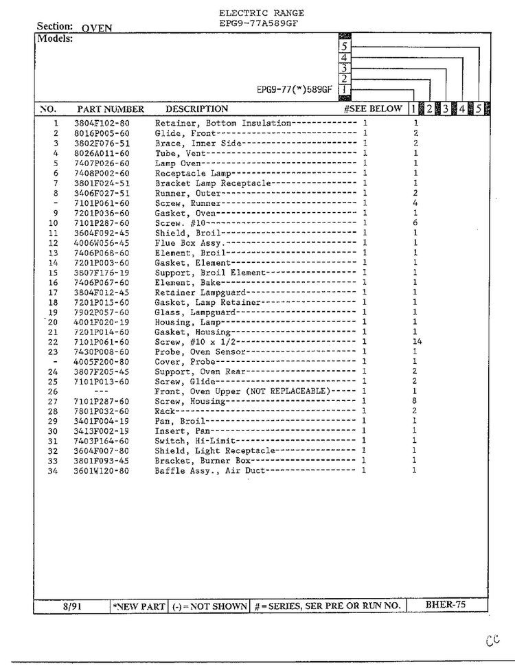 Oven Page 2 Diagram and Parts List for EPG9-77(*)589GF  Hardwick Range