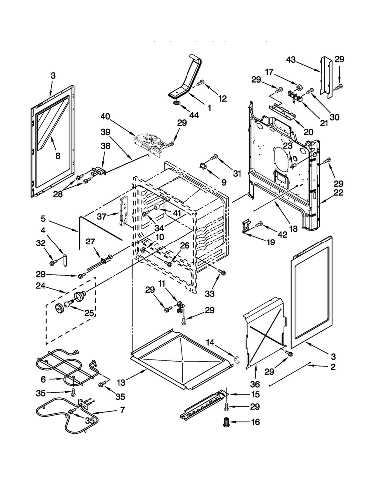 Chassis Parts Diagram and Parts List for AER5844VCS0  Amana Range