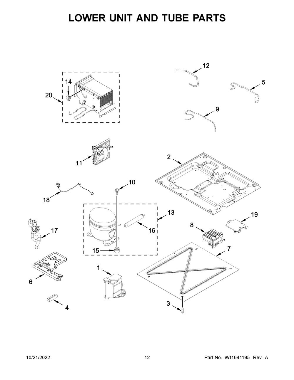 Lower Unit And Tube Parts Diagram and Parts List for JBZFL18IGX10  Jenn-Air Freezer
