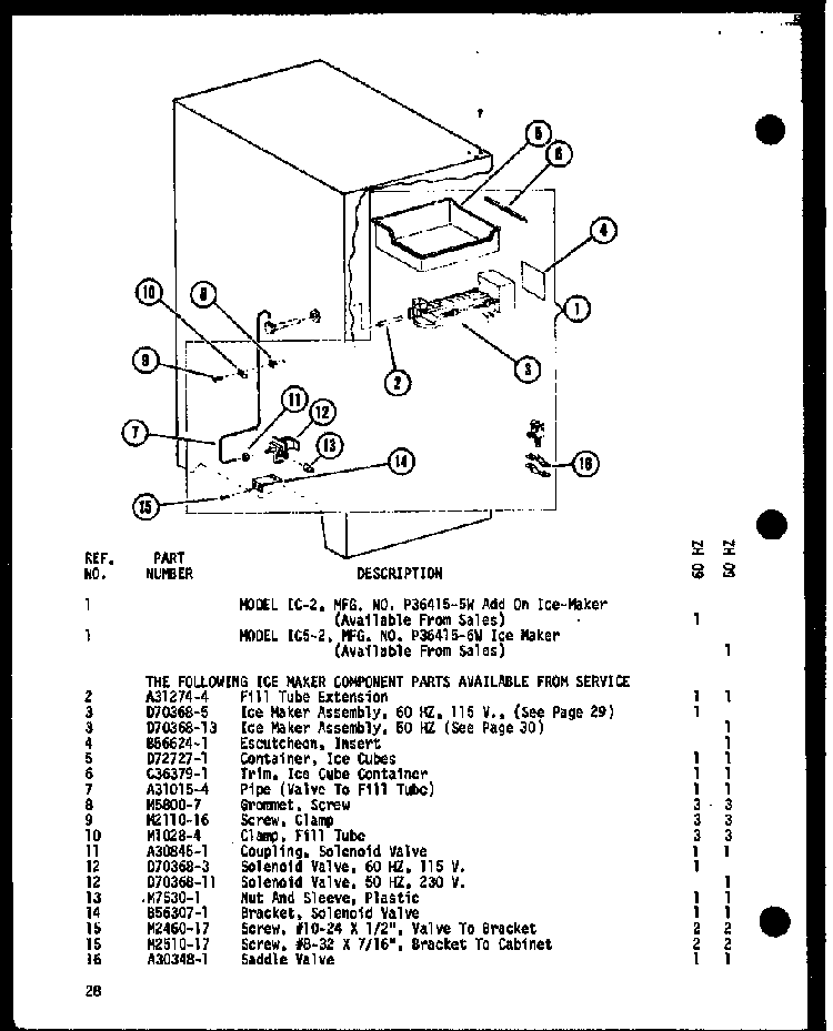 Section 5 Diagram and Parts List for SRI-22E-P74100-11W  Amana Refrigerator