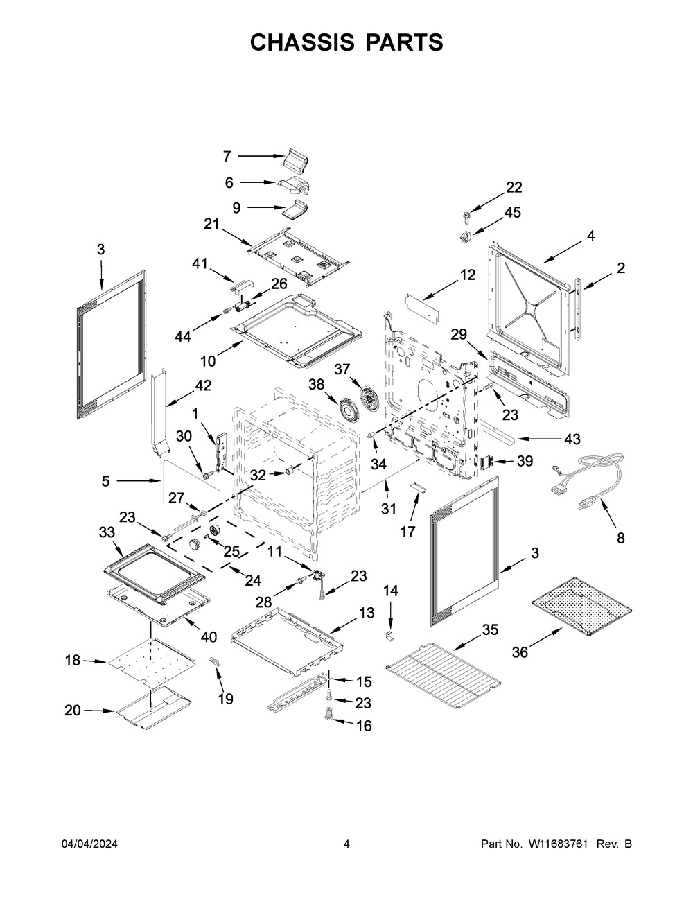 Chassis Parts Diagram and Parts List for MGS8800PZ0  Maytag Range