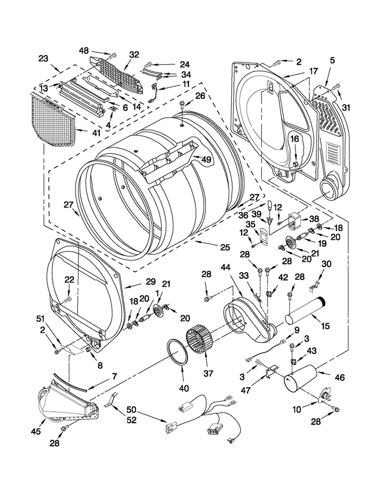 Bulkhead Parts Diagram and Parts List for MGDX600XL0  Maytag Dryer