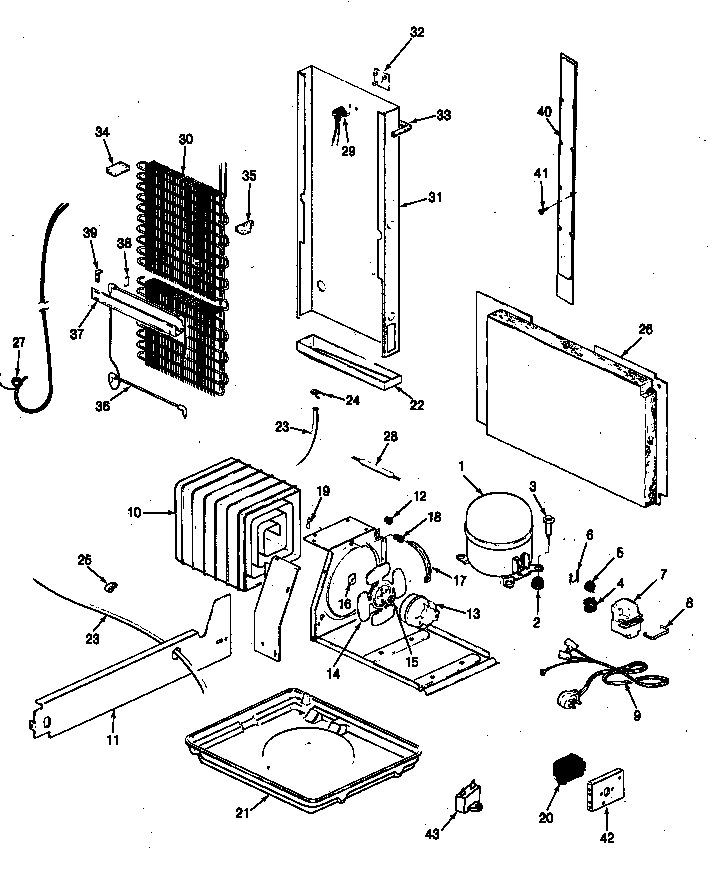 Unit Compartment & System Diagram and Parts List for RC20LA-3AW-BS10C  Magic Chef Refrigerator
